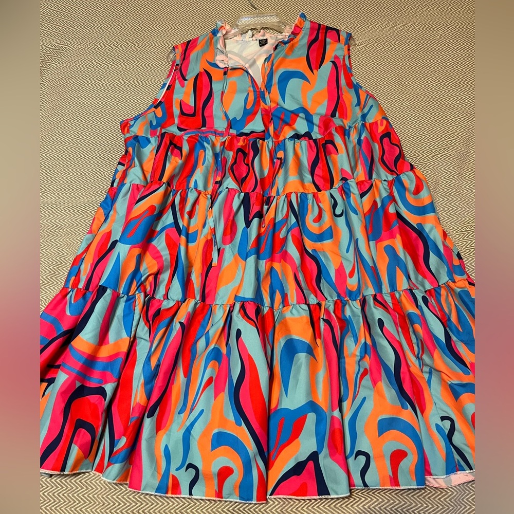 SHEIN Curve sleeveless sundress. Gorgeous bright colors! Size 3x. EUC.